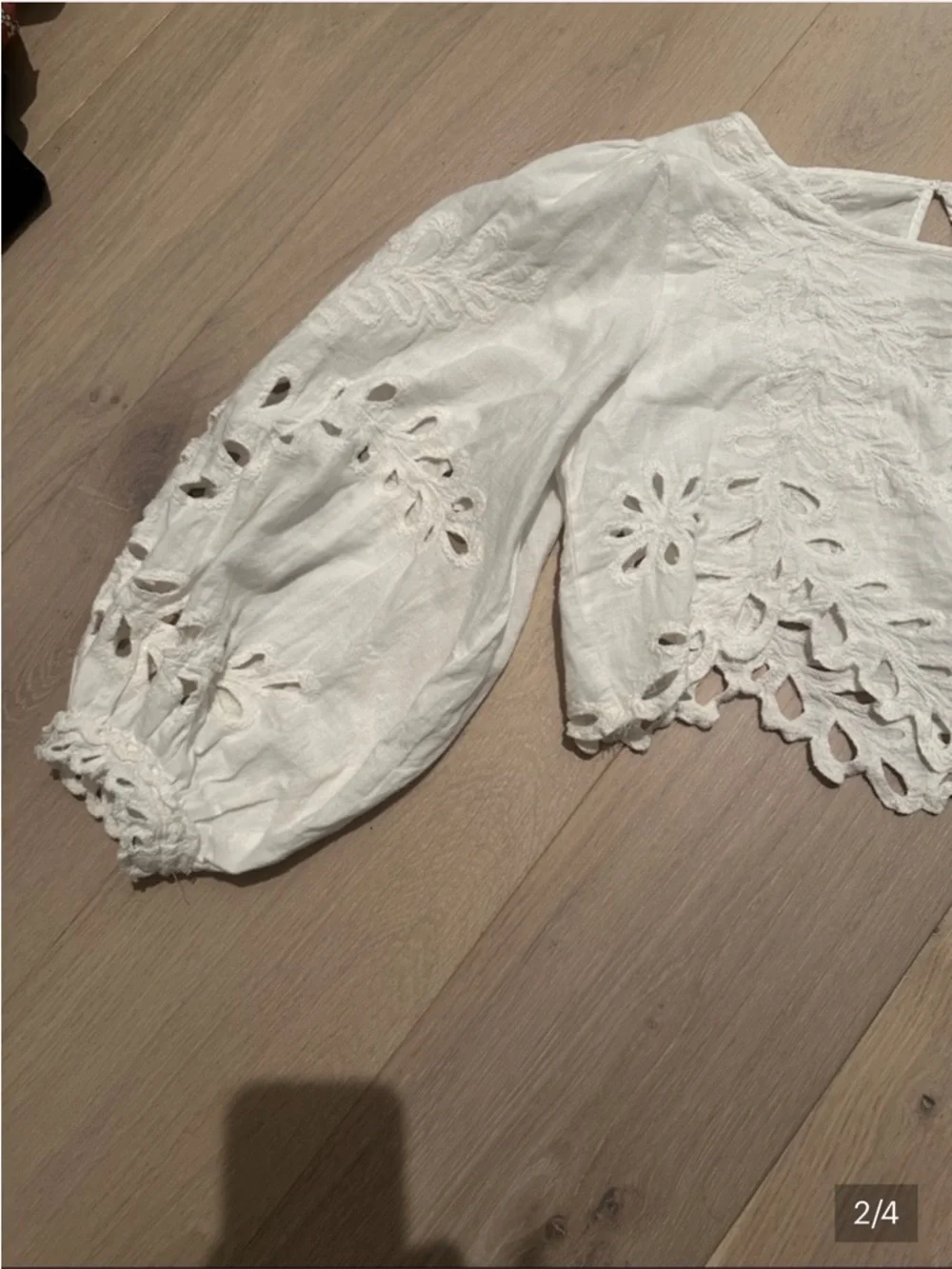 Free people Oleander cropped white eyelet blouse Size XS